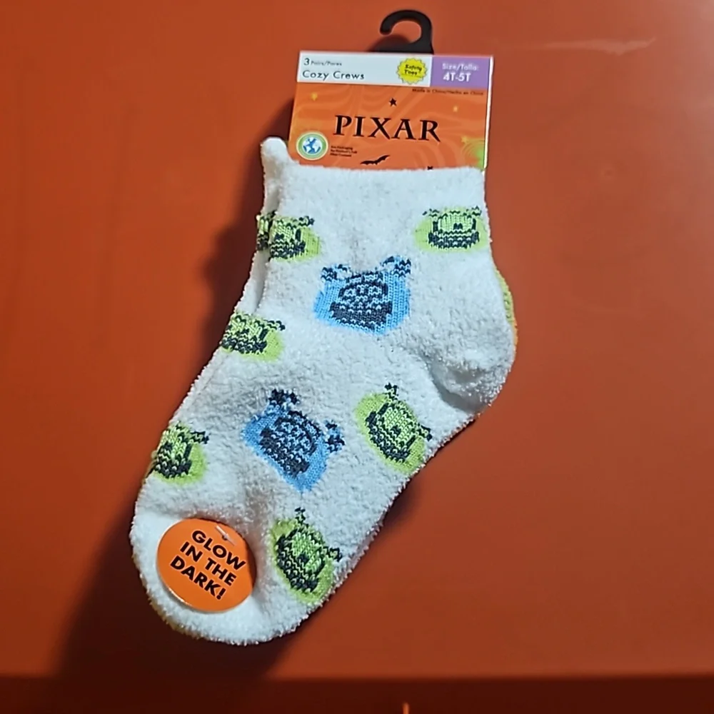 DISNEY PIXAR MONSTERS INC: 3 PK SOCKS: NEW WITH TAGS: SIZE 4T/5T